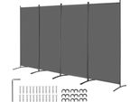 Parete Divisoria Per Ambienti 3464 Mm - 4 Pannelli - Schermo Privacy Per Ufficio In Grigio - Separazione Flessibile E Privacy