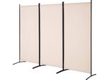 Parete Divisoria Per Ambienti 260X184X52 Cm - 3 Pannelli Beige - Schermo Per La Privacy - Parete Divisoria Pieghevole Per Soggiorni - Design D'interni Alla Moda