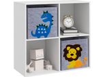 Zonekiz Scaffale Per Bambini Con 2 Scatole Portaoggetti Scaffale Per Bambini Scaffale Per Bambini Scaffale Per Bambini Bianco+Grigio 61,8 X 29,9 X 61,8 Cm