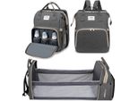 Borsa Fasciatoio Zaino Multifunzionale Oxford Grande Borsa Fasciatoio Borsa Per Bambini Zaino Da Viaggio Unisex Borsa Per Pannolini Per Mamma, Papà, Grigio