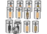 Swanew 12 Pezzi Di Shaker Per Spezie, Barattoli Per Spezie In Vetro Da 80 Ml Con Finestra Di Visualizzazione E Regolazione A 3 Pieghe Per La Conservazione Di Spezie Ed Erbe