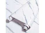 Tolletour 500Cm X 61Cm Mobili Foil Adesivo Vinile Autoadesivo Carta Da Parati Cucina Adesivo Foil Glitter Impermeabile 2 Rotolo Marmorizzato - Bianco