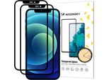 Wozinsky Set 2X Super Durable Full Glue Full Screen Vetro Temperato Con Telaio Custodia Amichevole Iphone 12 Pro / Iphone 12 Nero