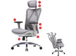 Sedia Da Ufficio Sihoo, Ergonomica, Bracciolo Regolabile, Portata 150 Kg ~ Rivestimento Grigio, Struttura Bianca