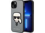 Karl Lagerfeld Klhcp14Ssapkhg Custodia Rigida Per Iphone 14 / 15 / 13 6.1 Srebrny/Argento Saffiano Karl's Head Patch