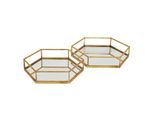 Hill Interiors - Esagono - Vassoio 2 Pezzi - Vetro, Metallo HI4688 (9 Cm X 43 Cm X 50 Cm) (Oro)