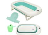Jiubiaz Bagnetto Con Piedini Bagnetto Pieghevole Verde 3 In 1 Con Tazza Shampoo