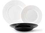 Set Di Stoviglie Excelsa 18 Pezzi Plumi Black & White - Vetro Luminarc Bianco E Nero