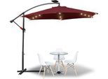 Tolletour 3,5 M Ombrellone UV40+ Campeggio Ombrellone A Pendolo Padiglione Led Ombrellone Solare Da Giardino Con Led - Rosso
