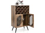 Costway Mobile Da Vino Vintage Con Portabottiglie Estraibile E Portabicchieri Integrato, Mobile Bar In Legno, Credenza 59,5 X 33,5 X 93,5 Cm