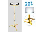 Yakimz Proiettore A Led Con Treppiede Proiettore Da Costruzione Per Esterni IP66 Proiettore Per Giardino Cortile Cortile 2X20W Bianco Freddo