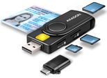 Axagon Axagon CRE-SMP2A Usb Lettore Di Smart Card E Sd/Microsd/Sim Pocketreader Indoor Usb 2.0 Nero