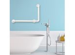 Fiqops Maniglione Per Doccia Maniglione Antiscivolo In Acciaio Inox A Forma Di L Fluorescente, Maniglia Per Doccia Montata A Muro Per Anziani, Per Bagno Camera Da Letto Bianco (60*40Cm)