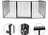 Jiubiaz Griglia Di Sicurezza Per Caminetto Griglia Di Sbarramento Set Di 5 Pezzi Con Porta In Nero 300Cm X 76Cm Griglia Di Sicurezza Per Porta