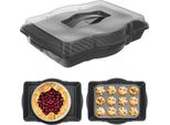 Contenitore Da Cucina Orion Scatola Per Il Trasporto Contenitore Per Alimenti Vassoio Da Portata Con Coperchio Maniglia Per Il Trasporto Di Torte Prodotti Da Forno 45X35X9,5 Cm