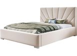 Letto Imbottito Denver Con Testiera, 120X200 Cm, Letto Matrimoniale Con Rete E Doghe In Legno, Tessuto Velour, Colore: Sabbia