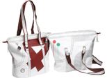 Borsa Shopping Sea Queen, Tela Bianca/Rossa