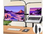 Lampada Da Tavolo A Doppia Testa Led Dimmerabile A 3 Temperature Di Colore Lampada Da Lettura Regolabile Lampada Da Tavolo Con Protezione Degli Occhi Lampada A Morsetto Usb
