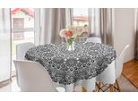 Abakuhaus Tovaglia Rotonda Mandala, Arte Del Pizzo Mandala, Tovaglia Circolare Per Sala Da Pranzo, Decorazione Per Cucina, 150 Cm, Bianco E Nero