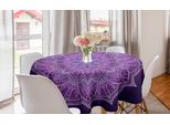 Abakuhaus Tovaglia Rotonda Viola Mandala, Pizzo Disegnato A Mano, Tovaglia Circolare Per Sala Da Pranzo, Decorazione Per Cucina, 150 Cm, Viola Scuro, Viola Chiaro