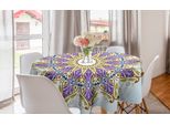 Abakuhaus Tovaglia Rotonda Viola Con Mandala, Foglie, Tovaglia Circolare Per Sala Da Pranzo, Decorazione Per Cucina, 150 Cm, Multicolore