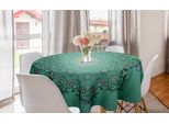 Abakuhaus Tovaglia Rotonda Verde Mandala, Fiori, Tovaglia Circolare Per Sala Da Pranzo, Decorazione Cucina, 150 Cm, Multicolore