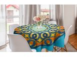 Abakuhaus Tovaglia Rotonda Mandala, Fiori Mandala, Tovaglia Circolare Per Sala Da Pranzo, Decorazione Cucina, 150 Cm, Arancione E Blu