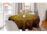 Abakuhaus Tovaglia Rotonda Mandala, Stile Oriental Snowflake, Tovaglia Circolare Per Sala Da Pranzo E Cucina, 150 Cm, Giallo Marrone