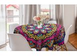Abakuhaus Tovaglia Rotonda Mandala, Motivo Floreale Colorato, Tovaglia Circolare Per Sala Da Pranzo, Decorazione Per Cucina, 150 Cm, Multicolore Bianco