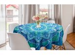 Abakuhaus Tovaglia Rotonda Mandala, Grunge Modern, Tovaglia Circolare Per Sala Da Pranzo Cucina Decorazione, 150 Cm, Azzurro Bianco