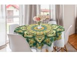Abakuhaus Tovaglia Rotonda Mandala, Dahlia Petals, Tovaglia Circolare Per Sala Da Pranzo, Decorazione Cucina, 150 Cm, Fern Green Aprikose