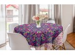 Abakuhaus Tovaglia Rotonda Viola Mandala, Motivo Floreale Cosmos, Tovaglia Circolare Per Sala Da Pranzo, Decorazione Cucina, 150 Cm, Magenta Crema Rosa