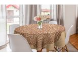 Abakuhaus Brown Mandala Tovaglia Rotonda, Cuori Circolari, Tovaglia Circolare Per Sala Da Pranzo, Decorazione Cucina, 150 Cm, Marrone Castagna E Beige