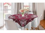 Abakuhaus Tovaglia Rotonda Mandala, Maroon Mandala Asian, Tovaglia Circolare Per Sala Da Pranzo, Decorazione Cucina, 150 Cm, Rosso