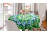 Abakuhaus Tovaglia Rotonda Mandala, Motivi Fogliari Naturali, Tovaglia Circolare Per Sala Da Pranzo, Decorazione Cucina, 150 Cm, Verde Blu