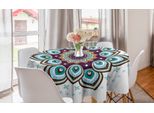 Abakuhaus Tovaglia Rotonda Mandala, Fiori Boho, Tovaglia Circolare Per Sala Da Pranzo, Decorazione Cucina, 150 Cm, Viola, Marrone E Verde Acqua