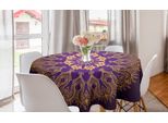 Abakuhaus Tovaglia Rotonda Mandala, Motivo Folcloristico Rotondo, Tovaglia Circolare Per Decorazione Sala Da Pranzo Cucina, 150 Cm, Viola E Giallo