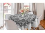 Abakuhaus Tovaglia Rotonda Mandala, Fiori Ottomani Mandala, Tovaglia Circolare Per Sala Da Pranzo, Decorazione Cucina, 150 Cm, Bianco E Nero