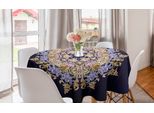 Abakuhaus Tovaglia Rotonda Mandala, Fiori Vintage Rococò, Tovaglia Circolare Per Sala Da Pranzo, Decorazione Cucina, 150 Cm, Sabbia Marrone Indaco