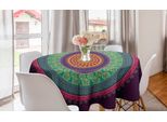 Abakuhaus Tovaglia Rotonda Mandala, Riccioli E Petali Orientali, Tovaglia Circolare Per Sala Da Pranzo, Decorazione Cucina, 150 Cm, Multicolore