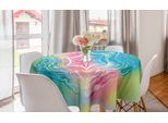 Abakuhaus Tovaglia Rotonda Mandala, Mandala Floreale Arcobaleno, Tovaglia Circolare Per Sala Da Pranzo, Decorazione Cucina, 150 Cm, Blu Rosa