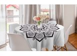 Abakuhaus Tovaglia Rotonda Mandala, Motivo Floreale Astratto, Tovaglia Circolare Per Sala Da Pranzo E Cucina, 150 Cm, Grigio Antracite E Bianco