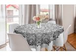 Abakuhaus Tovaglia Rotonda Mandala, Arte Mandala Bianco E Nero, Tovaglia Circolare Per Sala Da Pranzo, Decorazione Per Cucina, 150 Cm, Bianco E Nero
