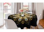 Abakuhaus Tovaglia Rotonda Mandala, Piume Di Pavone Con Pietra, Tovaglia Circolare Per Sala Da Pranzo, Decorazione Per Cucina, 150 Cm, Grigio Senape