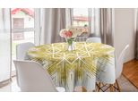 Abakuhaus Tovaglia Rotonda Mandala, Geometrica Vivid, Tovaglia Circolare Per Sala Da Pranzo, Decorazione Cucina, 150 Cm, Giallo E Bianco