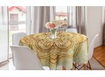 Abakuhaus Tovaglia Rotonda Brown Mandala, Foglie Sovrapposte, Tovaglia Circolare Per Sala Da Pranzo, Decorazione Cucina, 150 Cm, Marrone Zenzero E Giallo