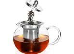 Orion Teiera In Vetro Borosilicato Con Inserto Colino Rimovibile In Acciaio Inox E Coperchio Brocca In Vetro Brocca In Vetro 0,8L