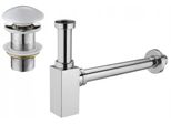 Mexen Semisifone Da Lavabo Quadrato Con Tappo Ceramico Clic-Clac, Senza Troppopieno, Cromato/Bianco - 7991060-02