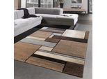 Tappeto Moderno Di Design Astratto Con Rettangoli In Beige Dimensioni - 120 X 170 Cm