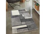 Tappeto Moderno Di Design Astratto Con Rettangoli In Grigio Dimensioni - 80 X 150 Cm